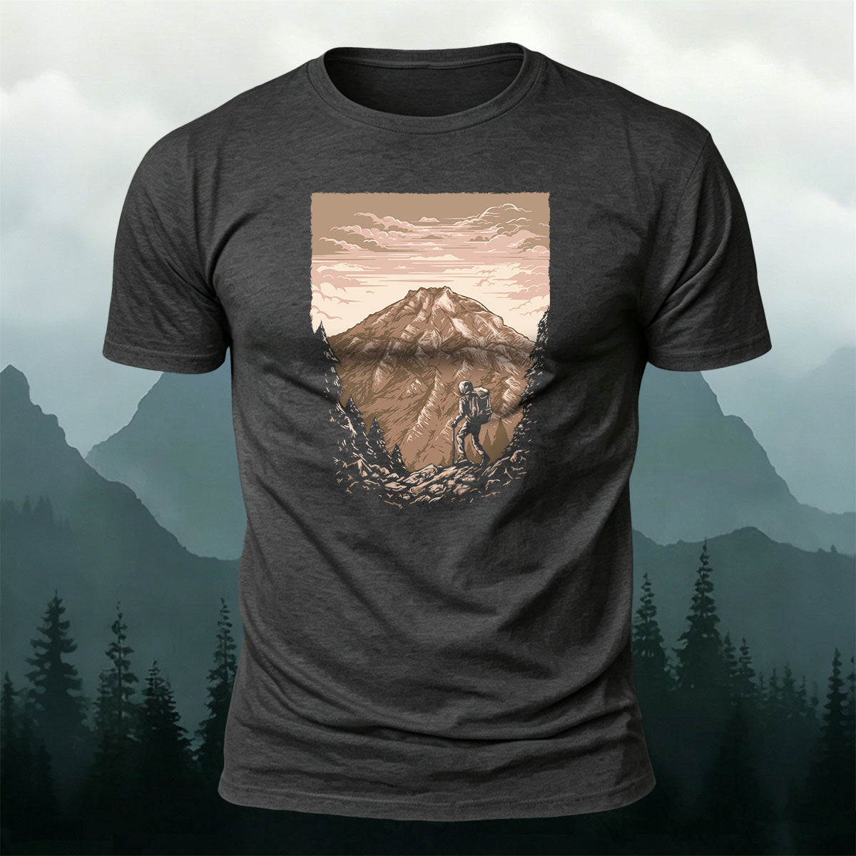 Mountaineer Art Print Casual Cotton T-Shirt