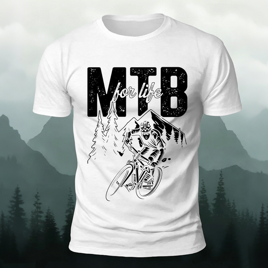 Cycling Life Print Soft-touch Feel Casual T-Shirt White
