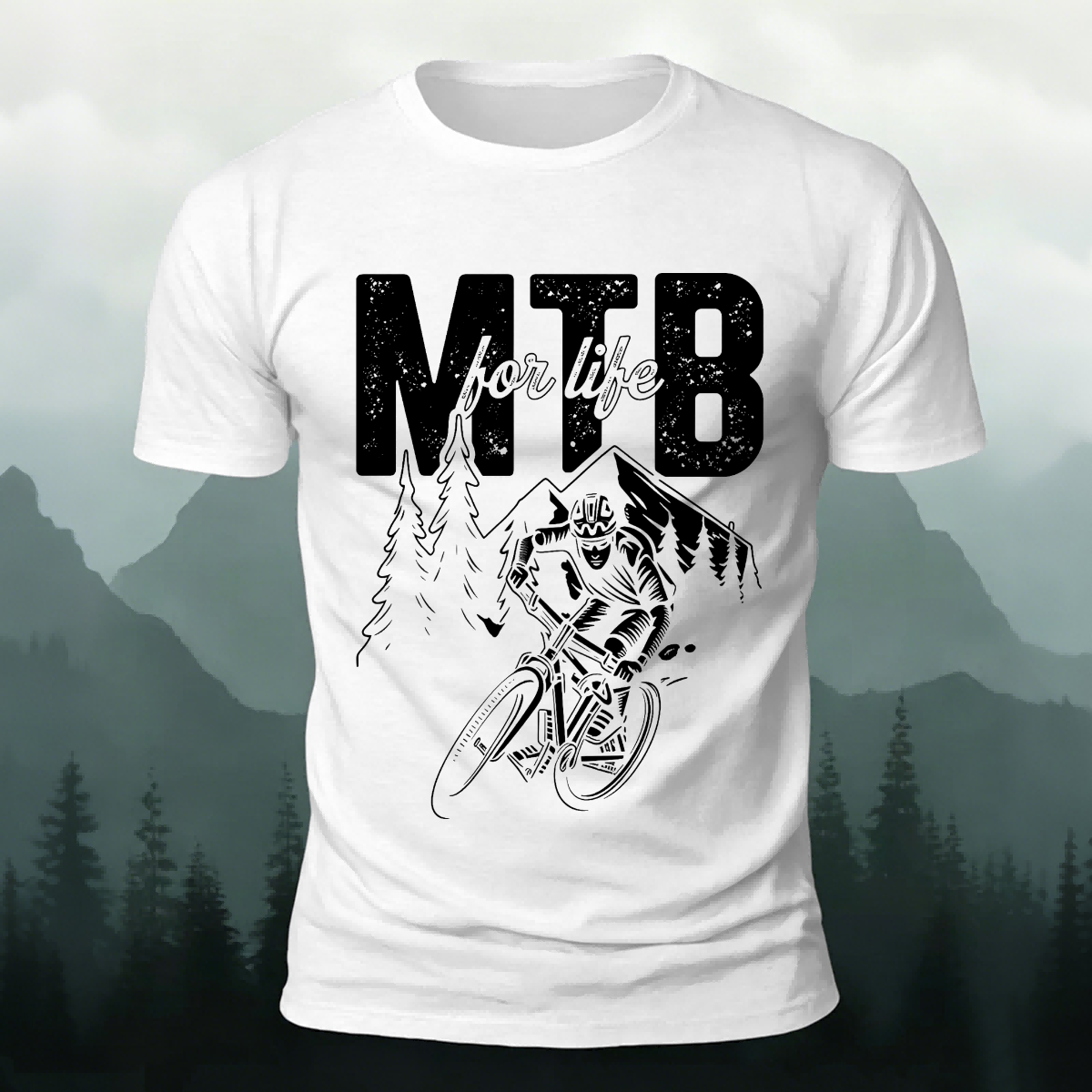 Cycling Life Print Soft-touch Feel Casual T-Shirt White
