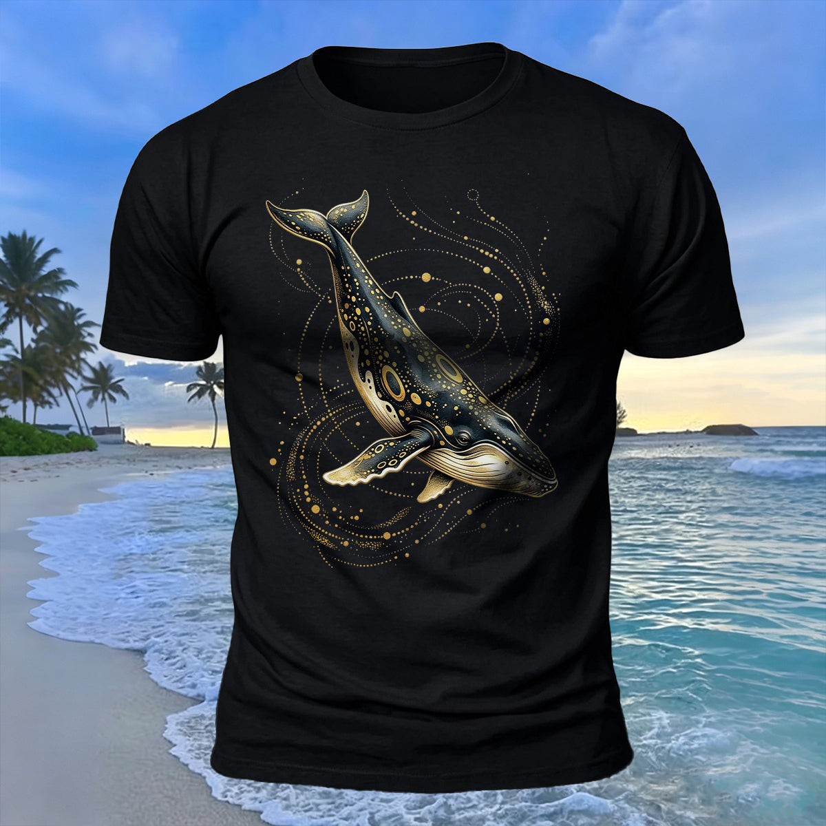 Creative Whale Art Print 100% Cotton Soft-Touch T-Shirt