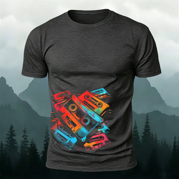 Music Cassette Graphic Trendy Casual Skin-friendly Tee