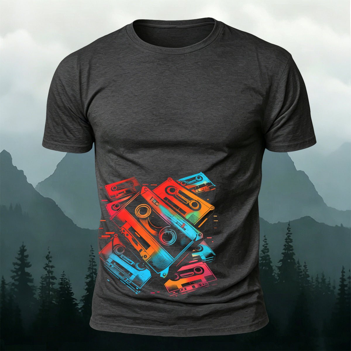 Music Cassette Graphic Trendy Casual Skin-friendly Tee