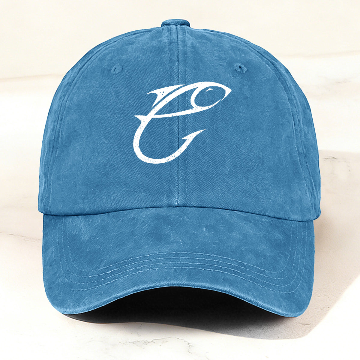 Minimalist and Creative Fishing-Themed Casual Washed Duck Bill Cap