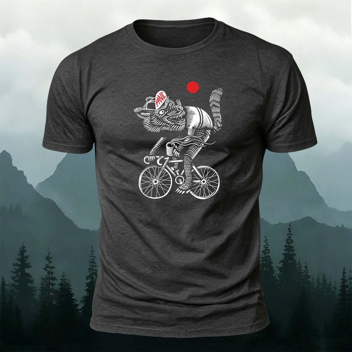 Wolf Riding Silhouette Print Casual Cotton T-Shirt