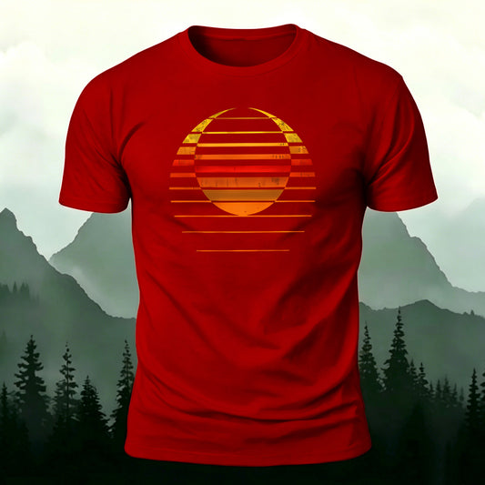 Sunset Art Print Combed Cotton Casual T-Shirt