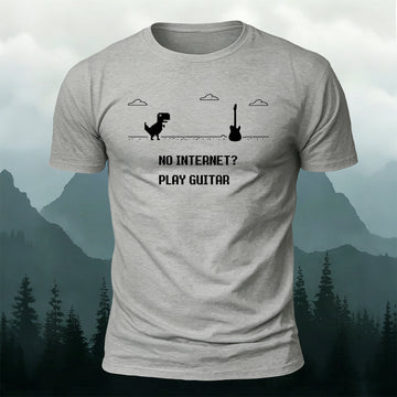 Dinosaur Guitar Creative Print Cotton Outdoor T-Shirt