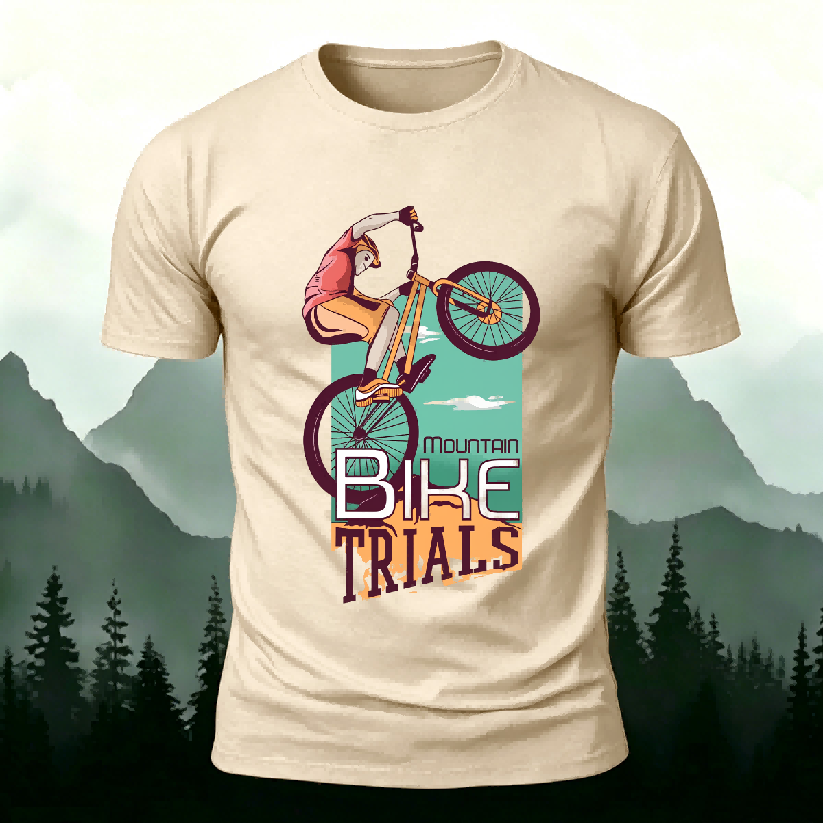Mountain Biking Printed Fashion Premium Cotton T-Shirt