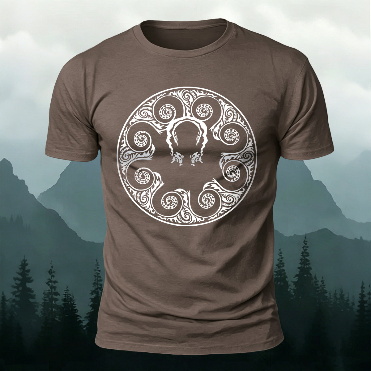 Octopus Openwork Round-Neck Printed Outdoor Cotton T-Shirt
