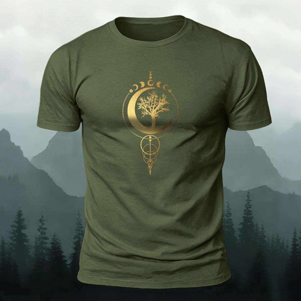 Forest Moon Art Print Casual Cotton T-Shirt