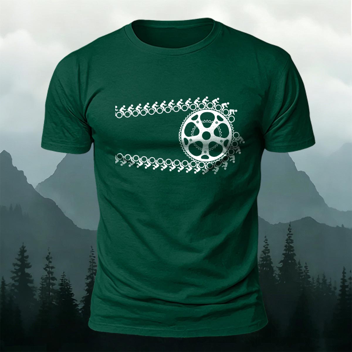 Artistic Cycling Pattern Outdoor Style Skin-Friendly T-Shirt