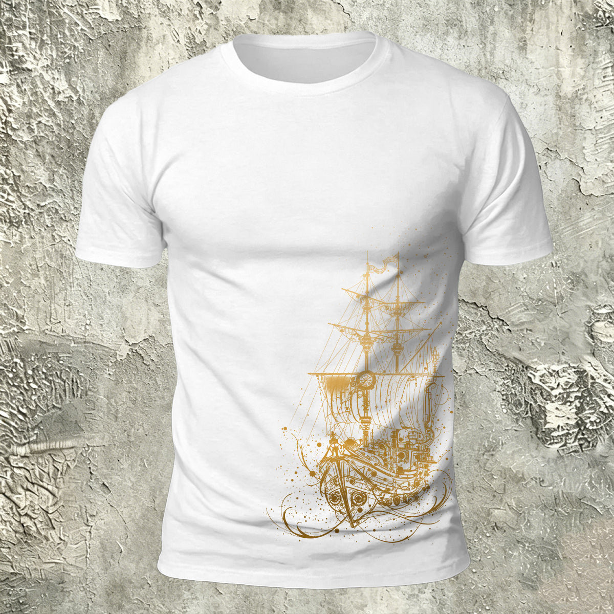 Sailboat Pattern Outdoor Premium Cotton T-Shirt