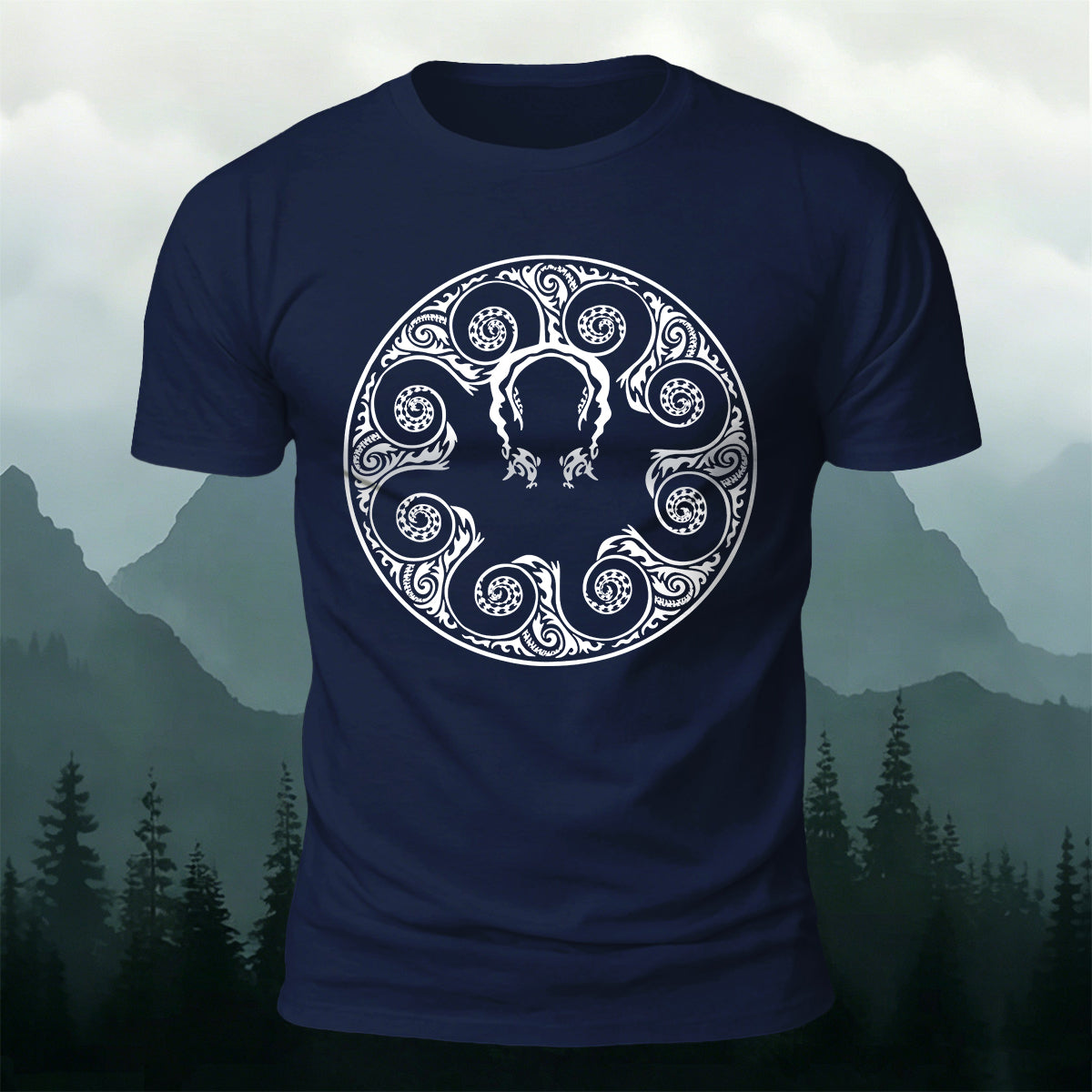 Octopus Openwork Round-Neck Printed Outdoor Cotton T-Shirt
