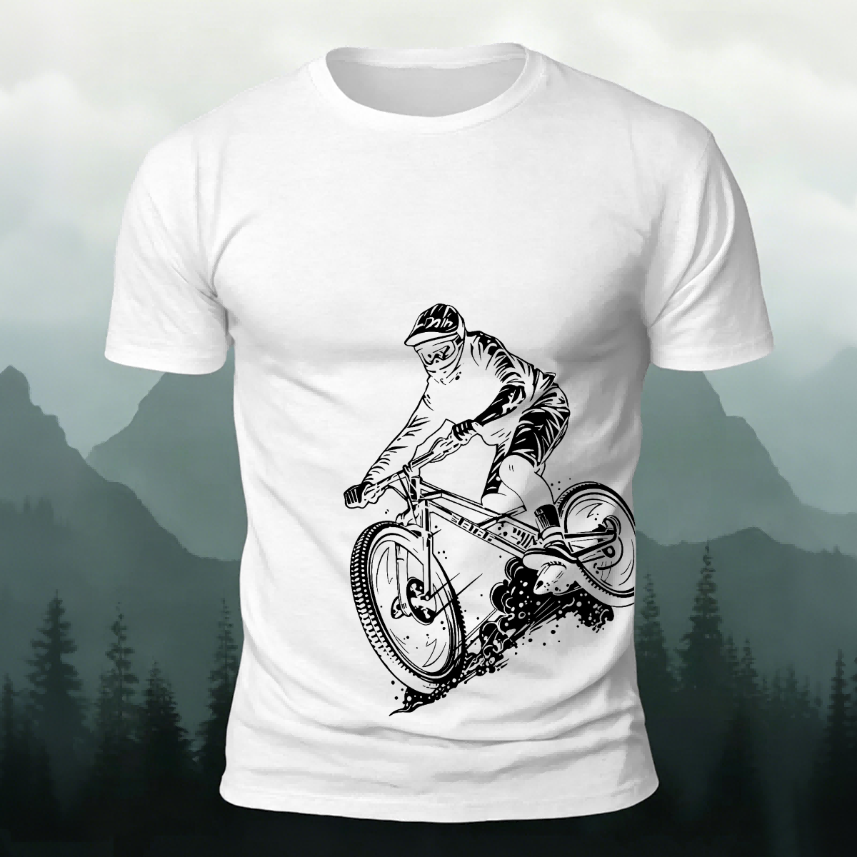 Cycling Silhouette Pattern Outdoor Style Casual T-Shirt