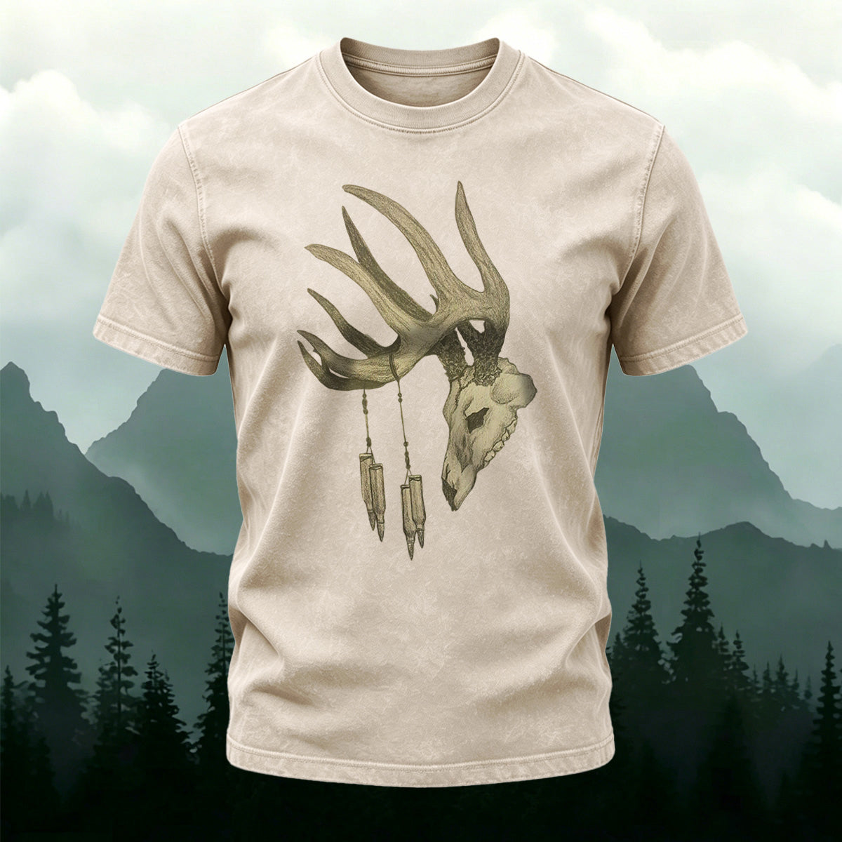 Vintage Antelope Print Casual Skin-Friendly Cotton T-Shirt