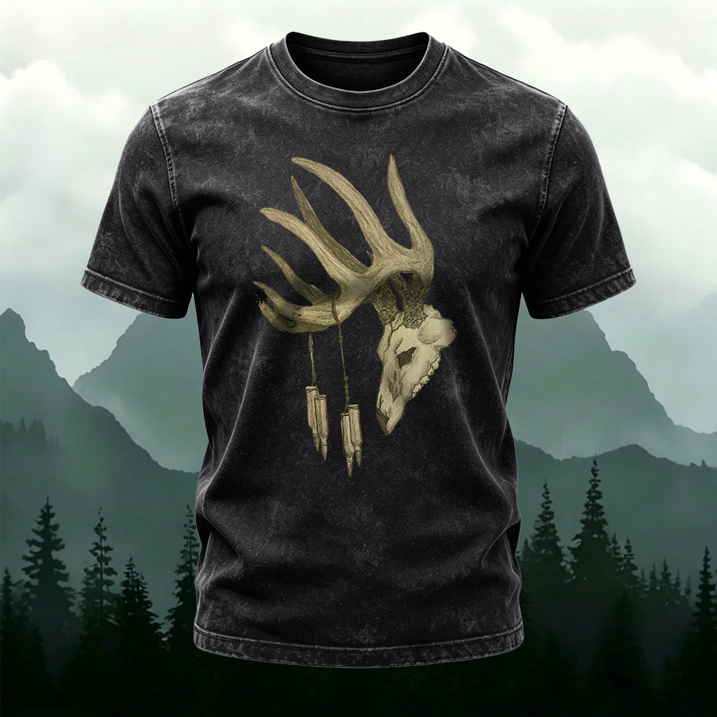 Vintage Antelope Print Casual Skin-Friendly Cotton T-Shirt