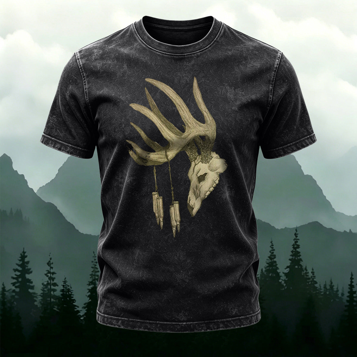Vintage Antelope Print Casual Skin-Friendly Cotton T-Shirt