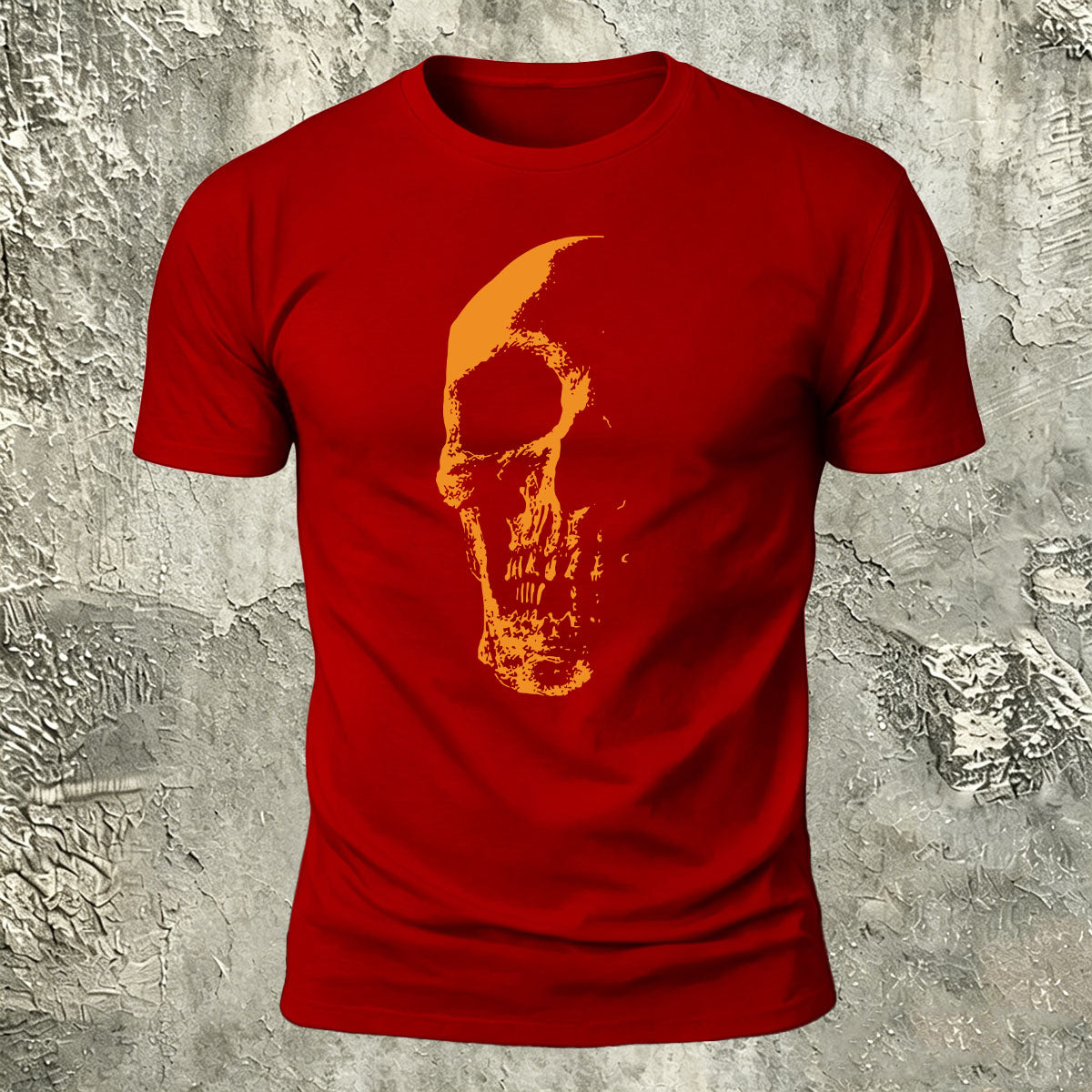 Skull Gradient Print Cotton Crew Neck T-Shirt