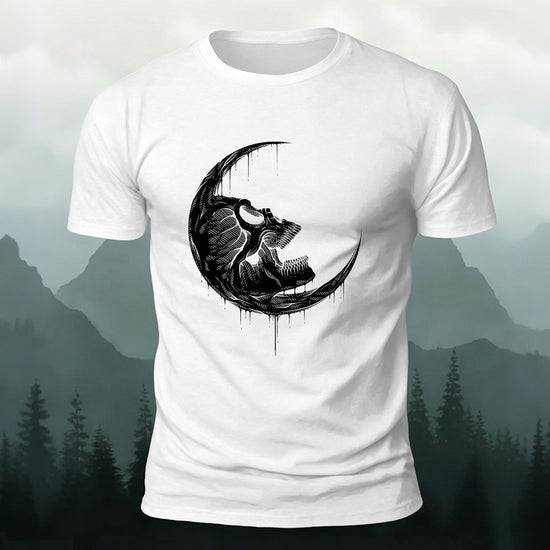 Skull Moon Graphic Trend Premium Cotton T-Shirt White