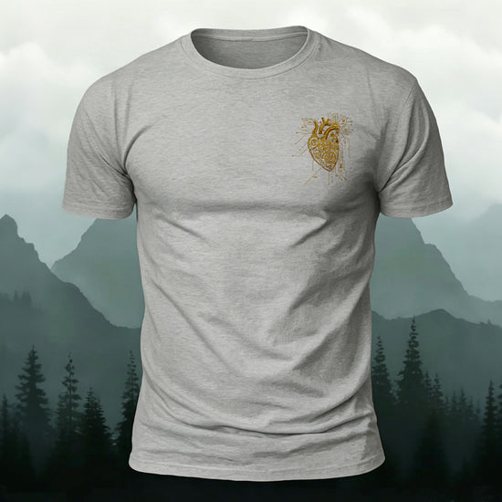 Mechanical Heart Premium Cotton fashionable T-Shirt Grey