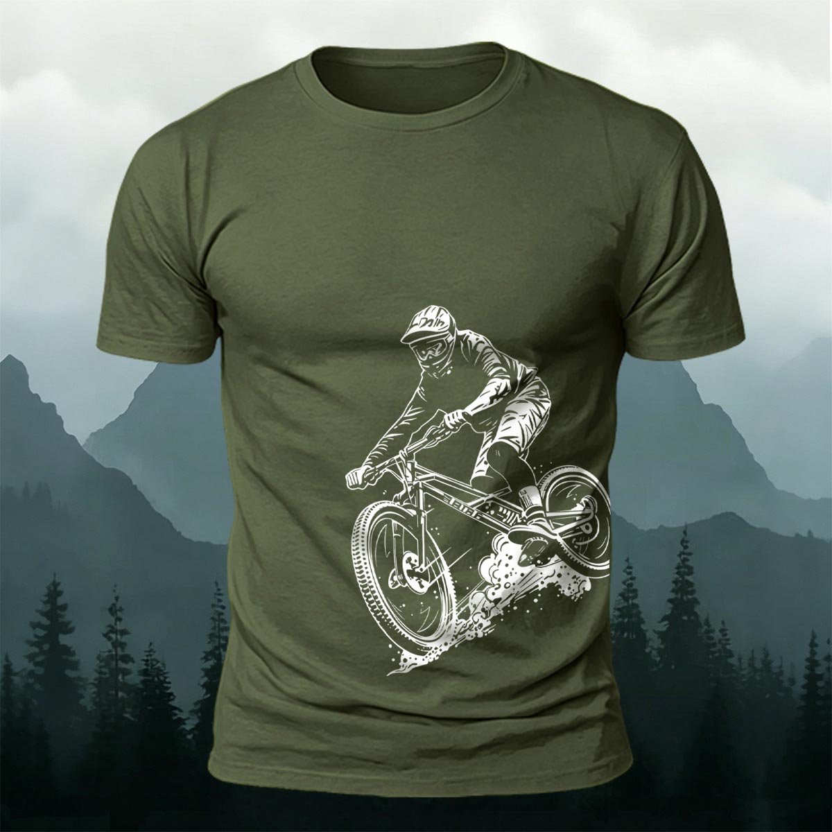Cycling Silhouette Pattern Outdoor Style Casual T-Shirt