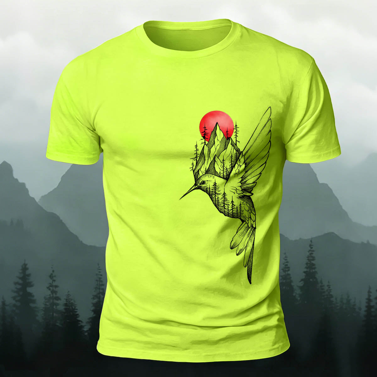 Bird Forest Print Casual Premium Cotton T-Shirt