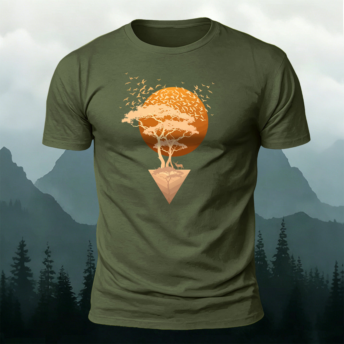 Sunset Forest 100% Cotton Casual T-Shirt
