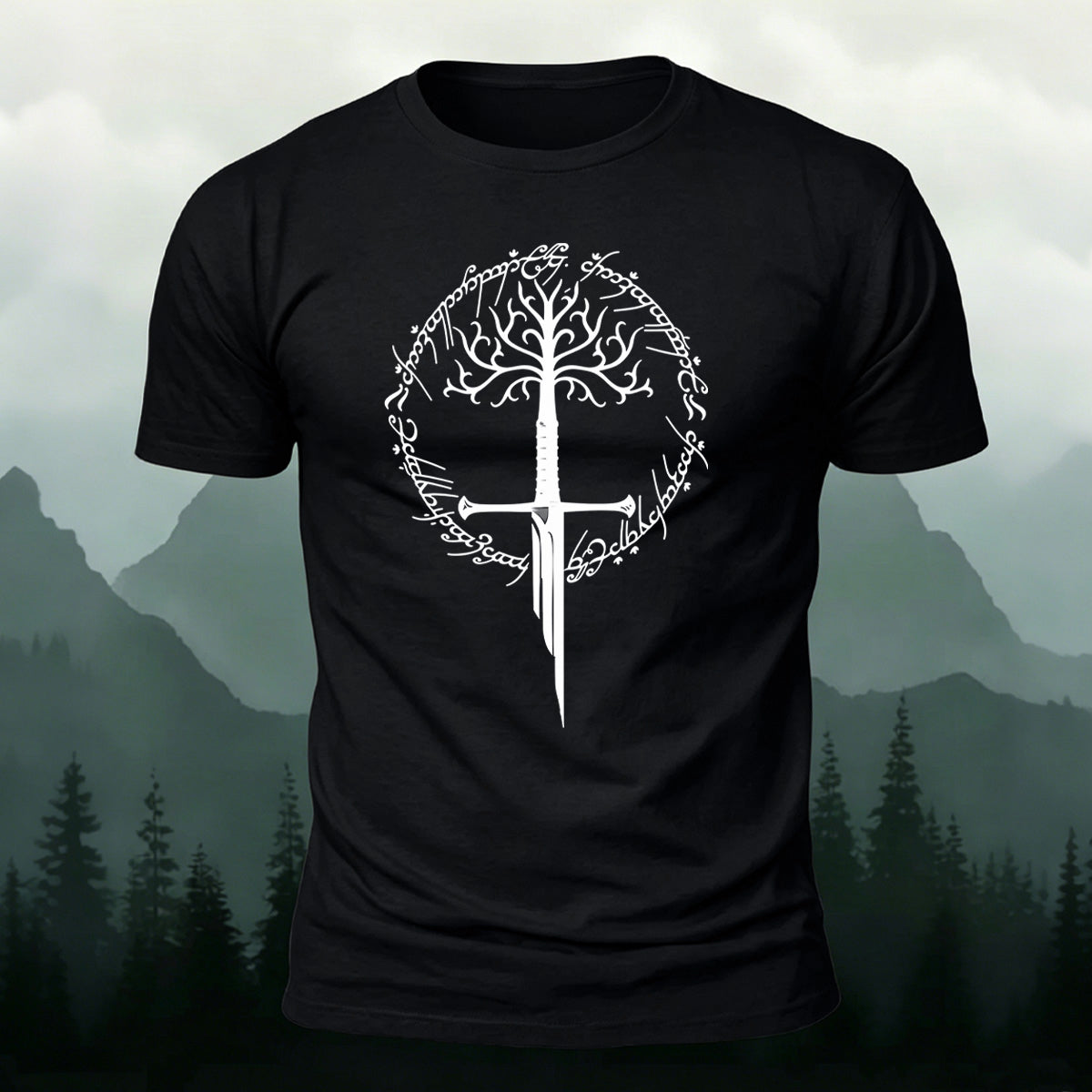 Artistic Pattern Minimalist Premium Cotton T-Shirt Black