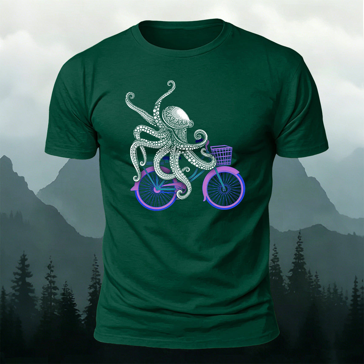Octopus Cycling Fun Print Cotton Casual T-Shirt DGE