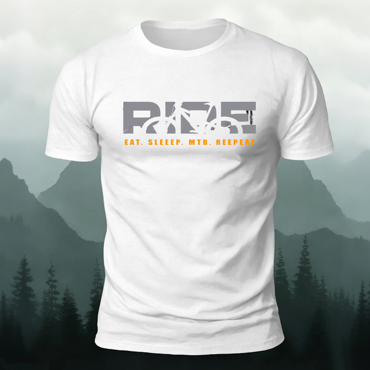 Ride Print Minimalist Style Breathable Material T-Shirt white
