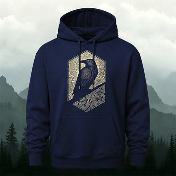 Cotton Blend Bird Totem Print Casual Versatile Hooded Sweatshirt