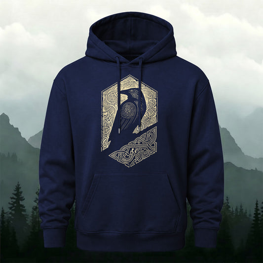 Cotton Blend Bird Totem Print Casual Versatile Hooded Sweatshirt