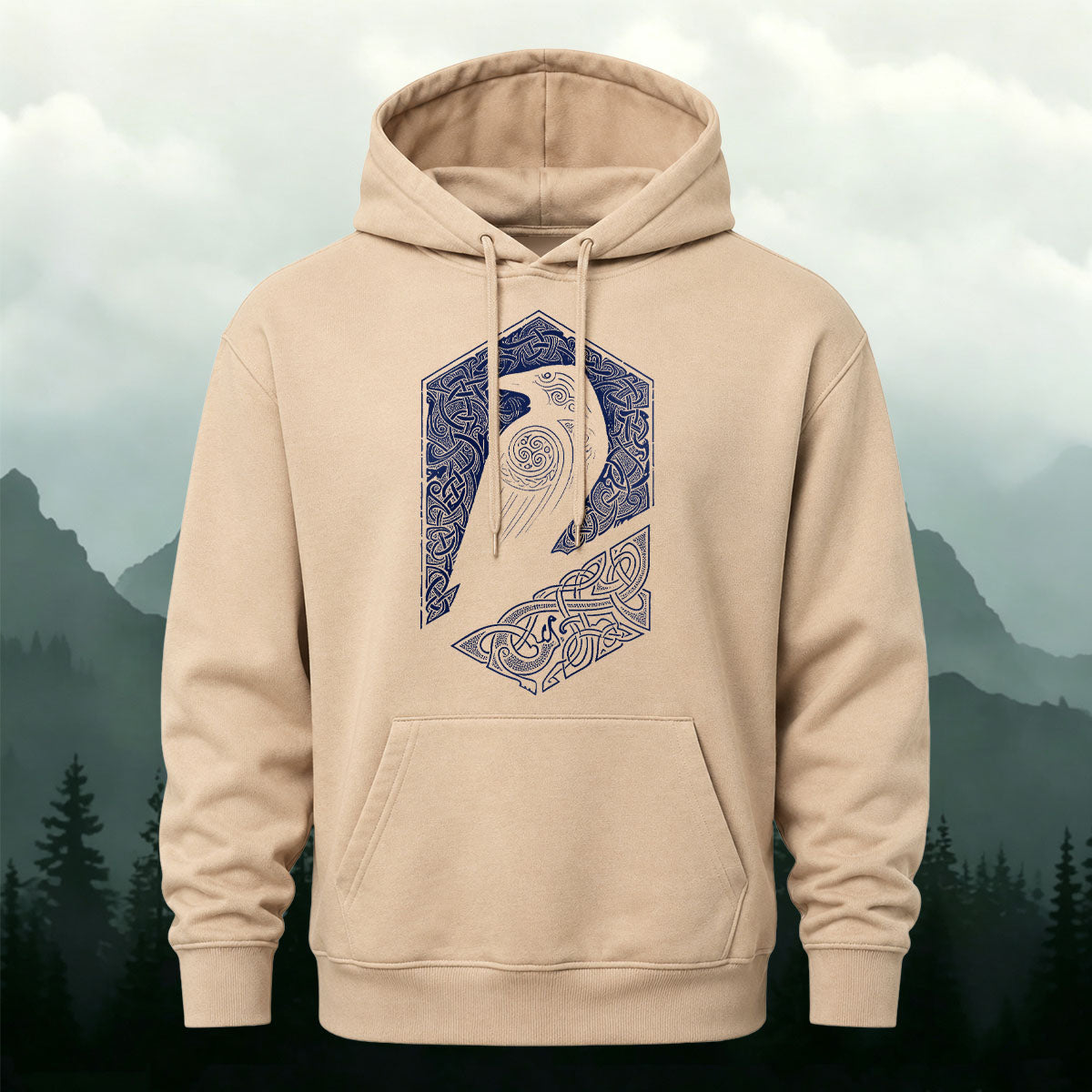 Cotton Blend Bird Totem Print Casual Versatile Hooded Sweatshirt