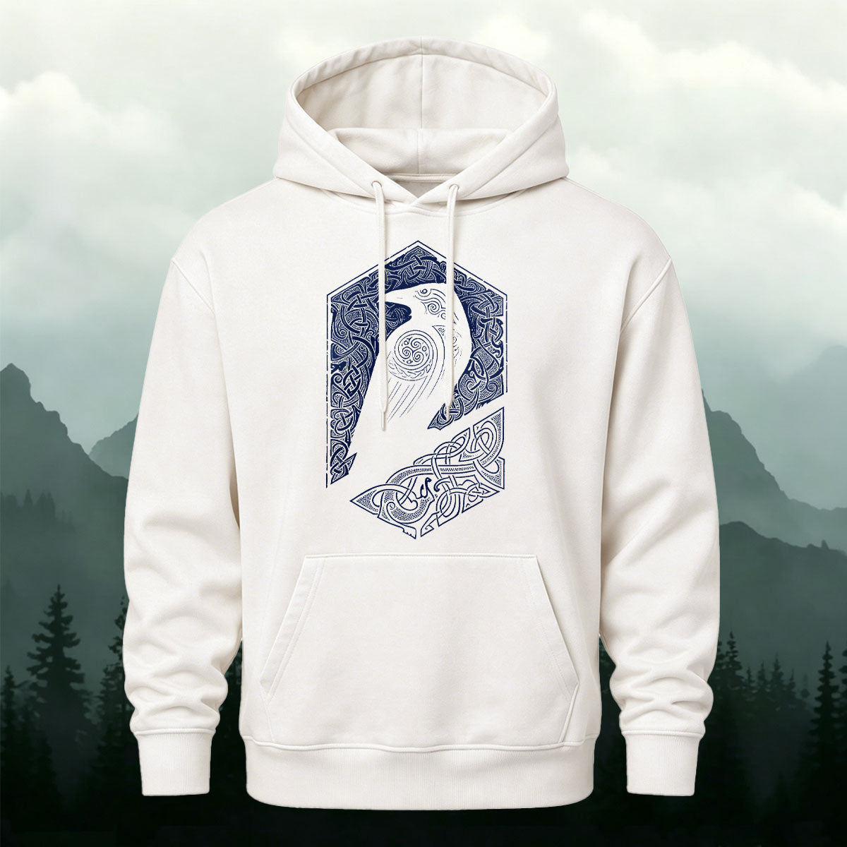 Cotton Blend Bird Totem Print Casual Versatile Hooded Sweatshirt