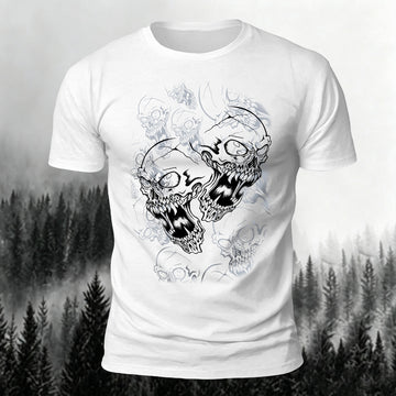 Premium Cotton Dark Skull Graphic Trendy Casual Tee