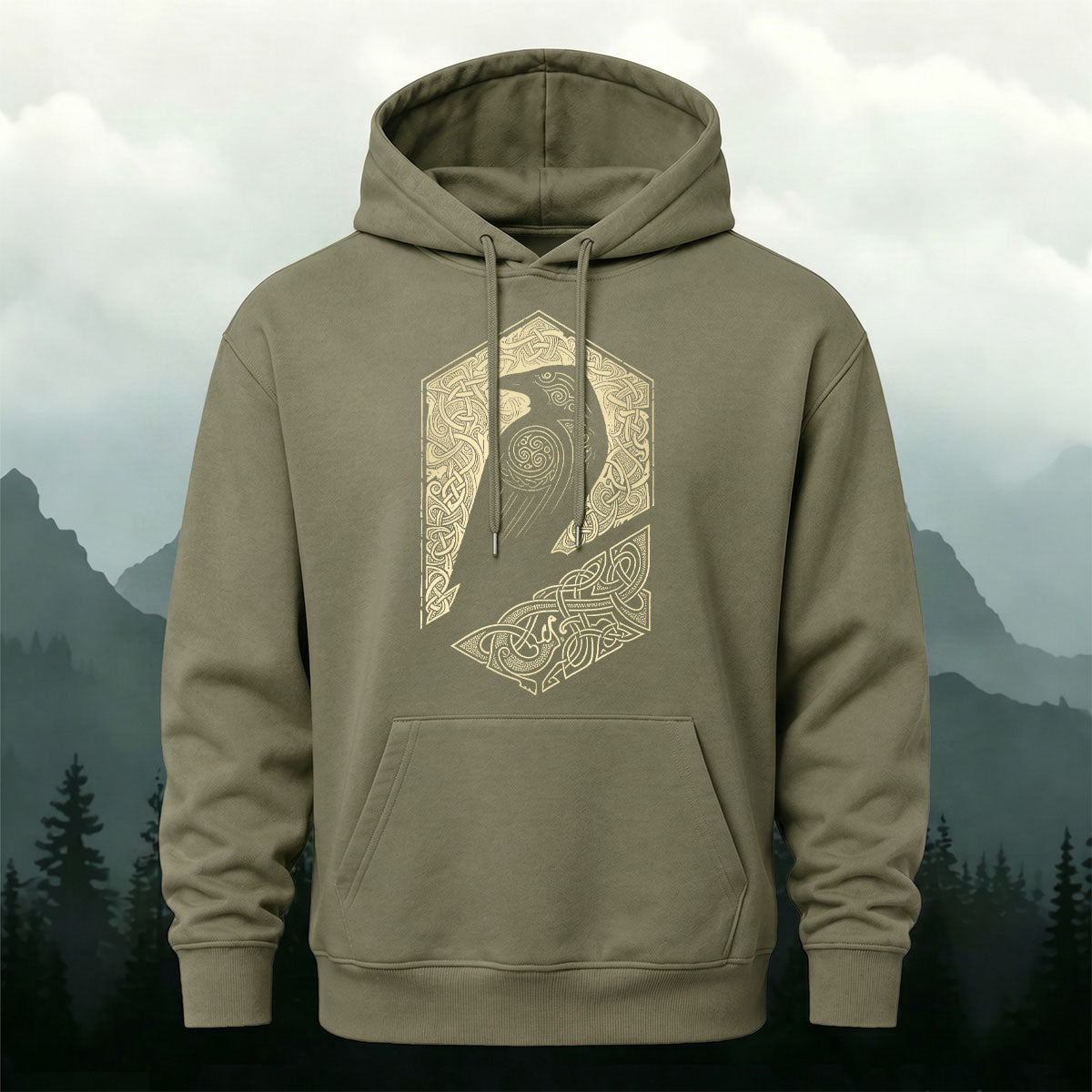 Cotton Blend Bird Totem Print Casual Versatile Hooded Sweatshirt
