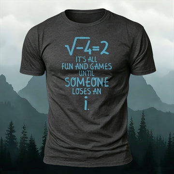Combed Cotton Loses An i Funny Imaginary Number Print Casual T-Shirt