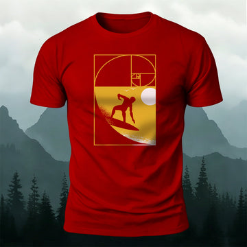 100% Cotton Fibonacci Spiral Surfer Artistic Casual Tee