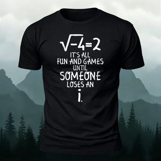Combed Cotton Loses An i Funny Imaginary Number Print Casual T-Shirt