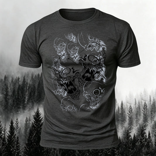 Premium Cotton Dark Skull Graphic Trendy Casual Tee