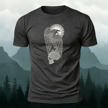 Pure Cotton Norse Viking Raven Rune Totem Cotton Tee