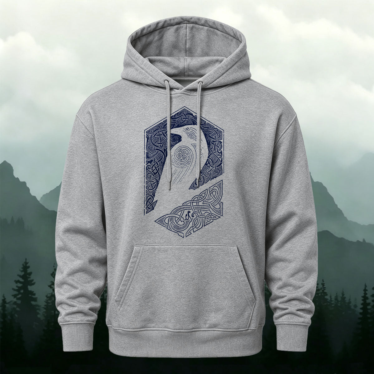 Cotton Blend Bird Totem Print Casual Versatile Hooded Sweatshirt