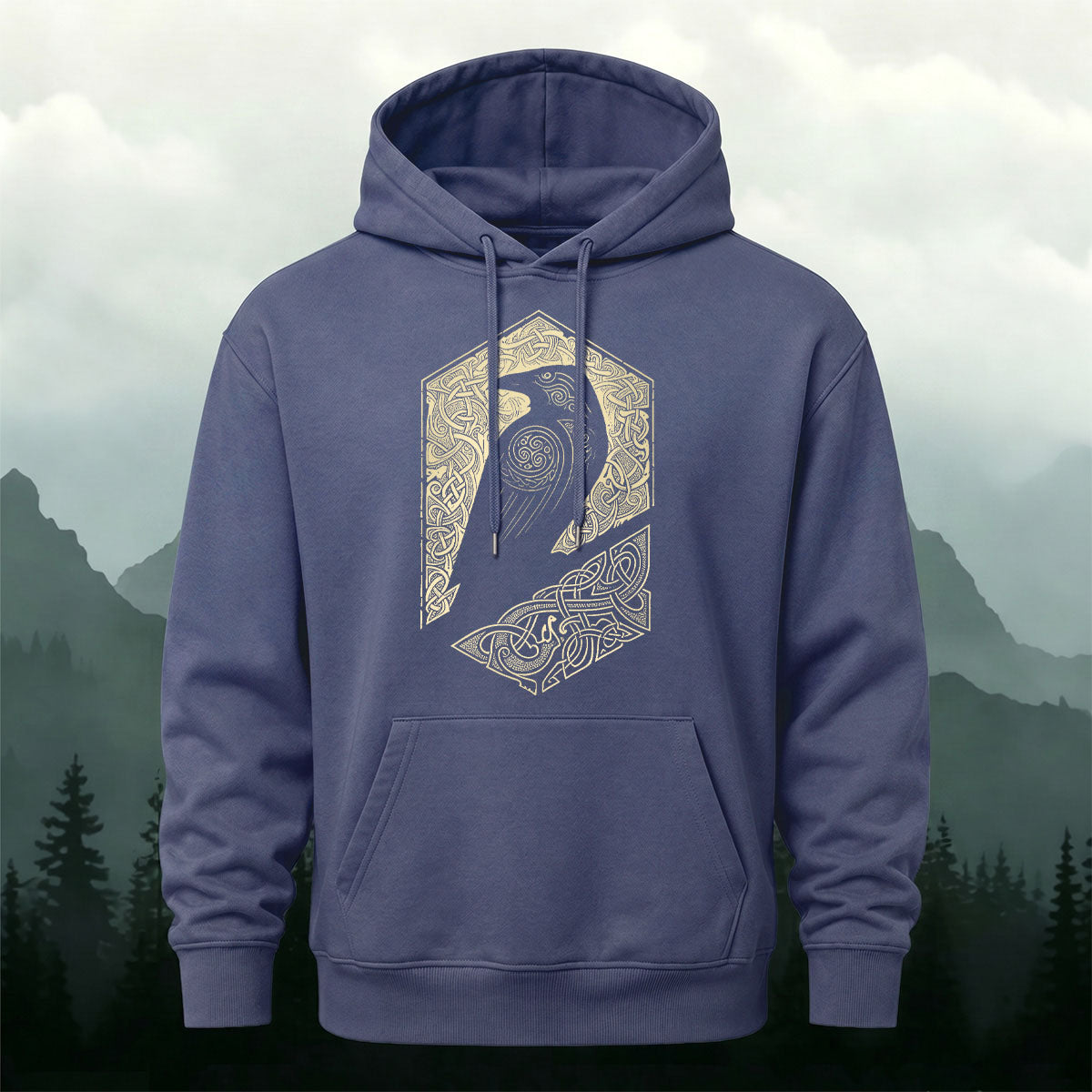 Cotton Blend Bird Totem Print Casual Versatile Hooded Sweatshirt