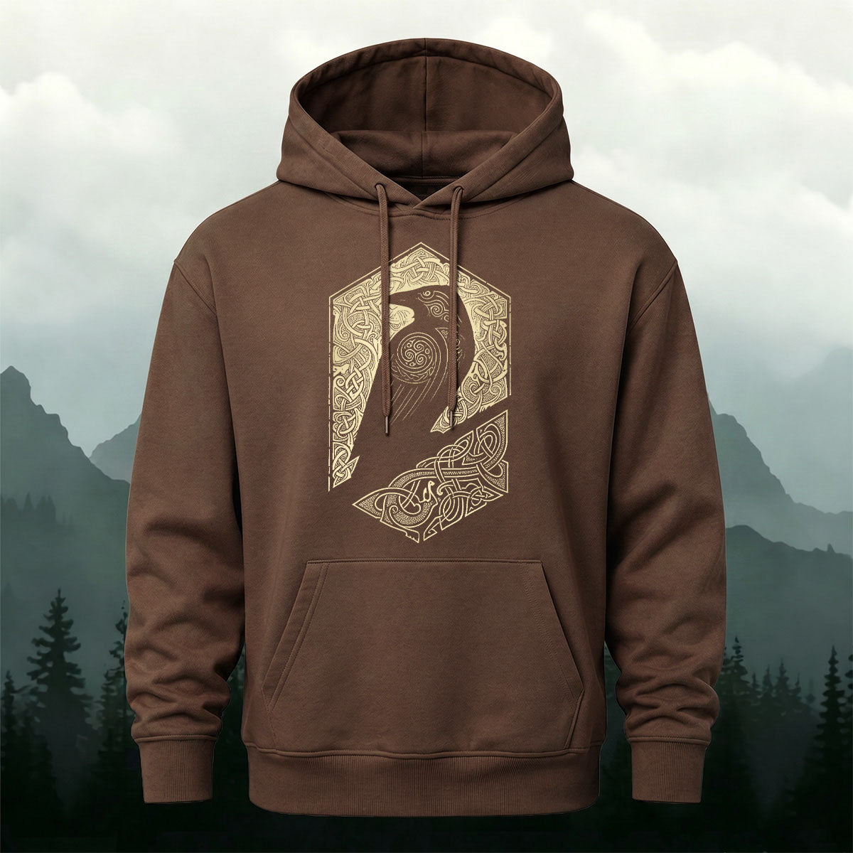 Cotton Blend Bird Totem Print Casual Versatile Hooded Sweatshirt