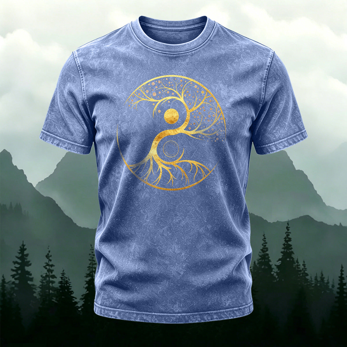 Tree Pattern Print Ultra-soft Fabric Casual T-Shirt