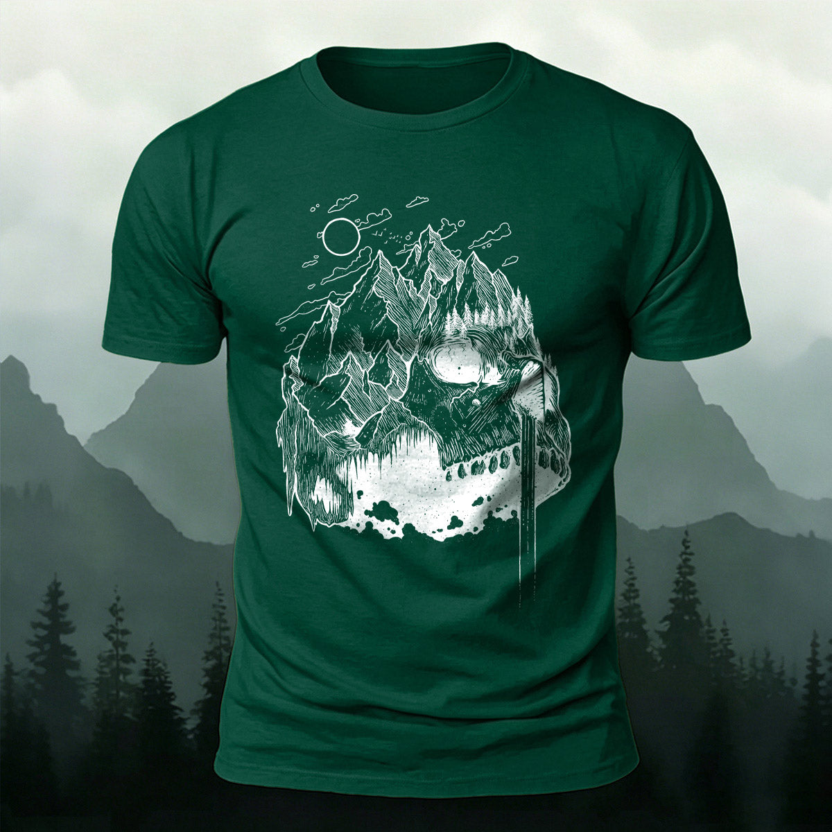 Creative Mountain-Shaped Skull Skin-Friendly T-Shirt DGE