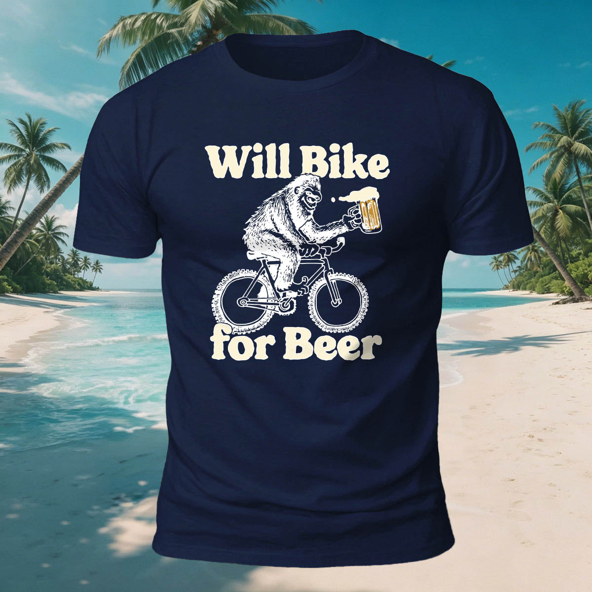 Fun Gorilla Beer Print Casual Skin-Friendly T-Shirt