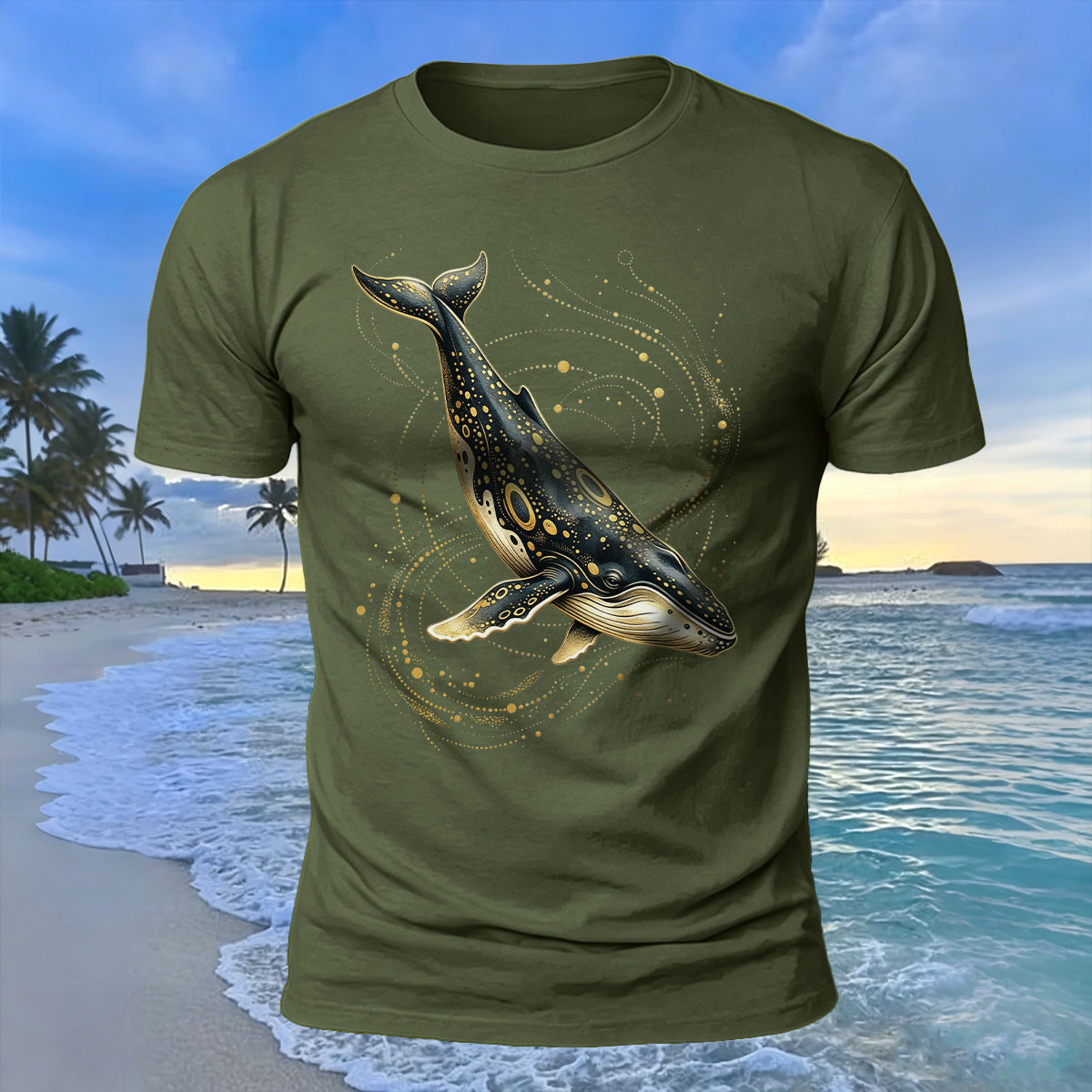 Creative Whale Art Print 100% Cotton Soft-Touch T-Shirt