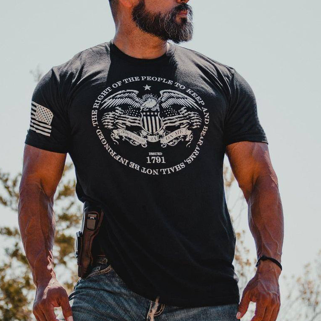 Memorial Print American-Style Casual Cotton T-Shirt