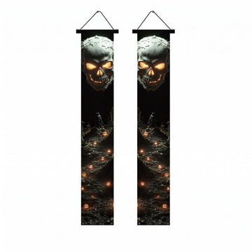 Polyester Graveyard Skull Vertical Hanging Banner
