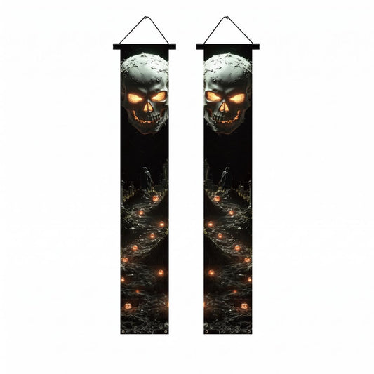 Polyester Graveyard Skull Vertical Hanging Banner